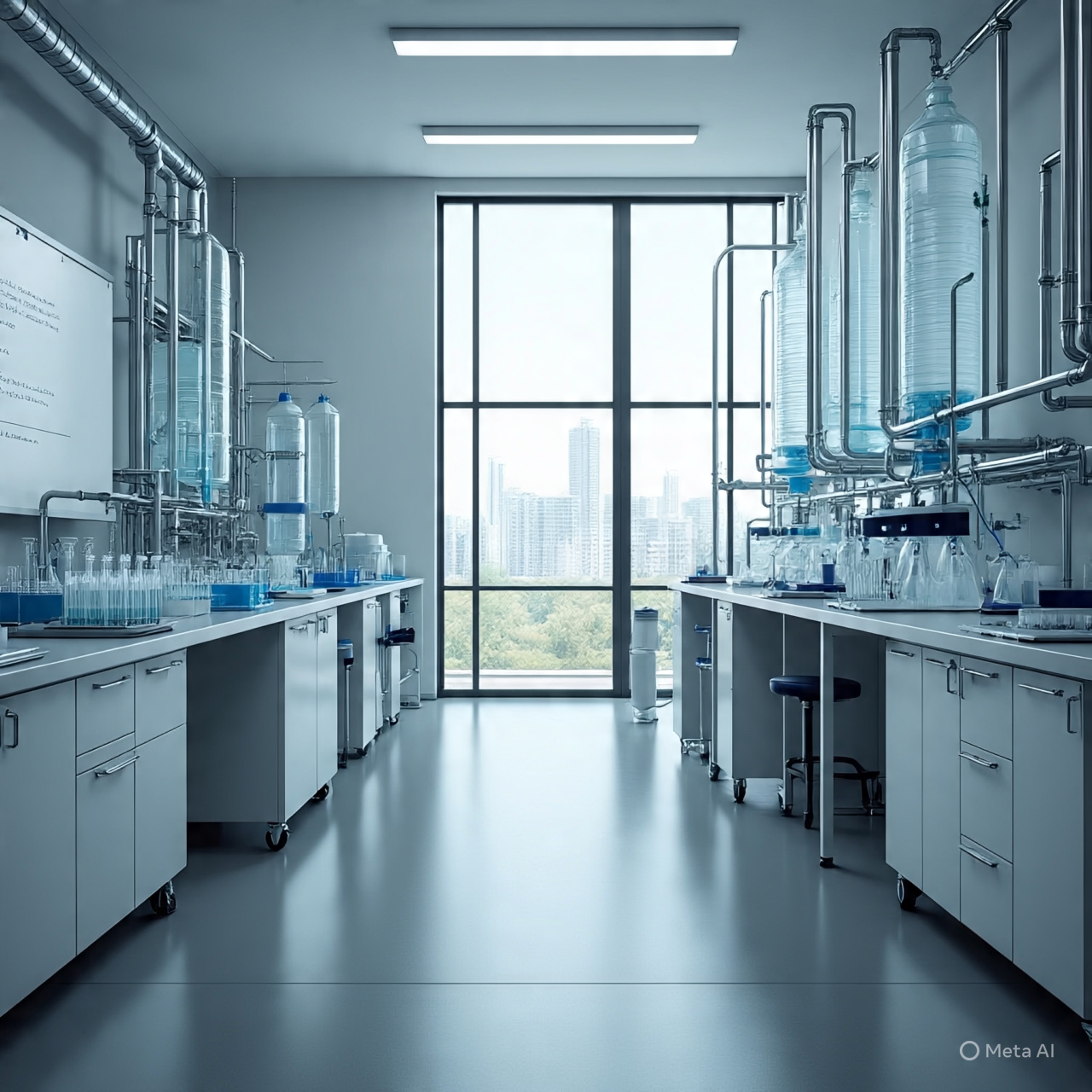 Modern laboratory facility with distillation setup