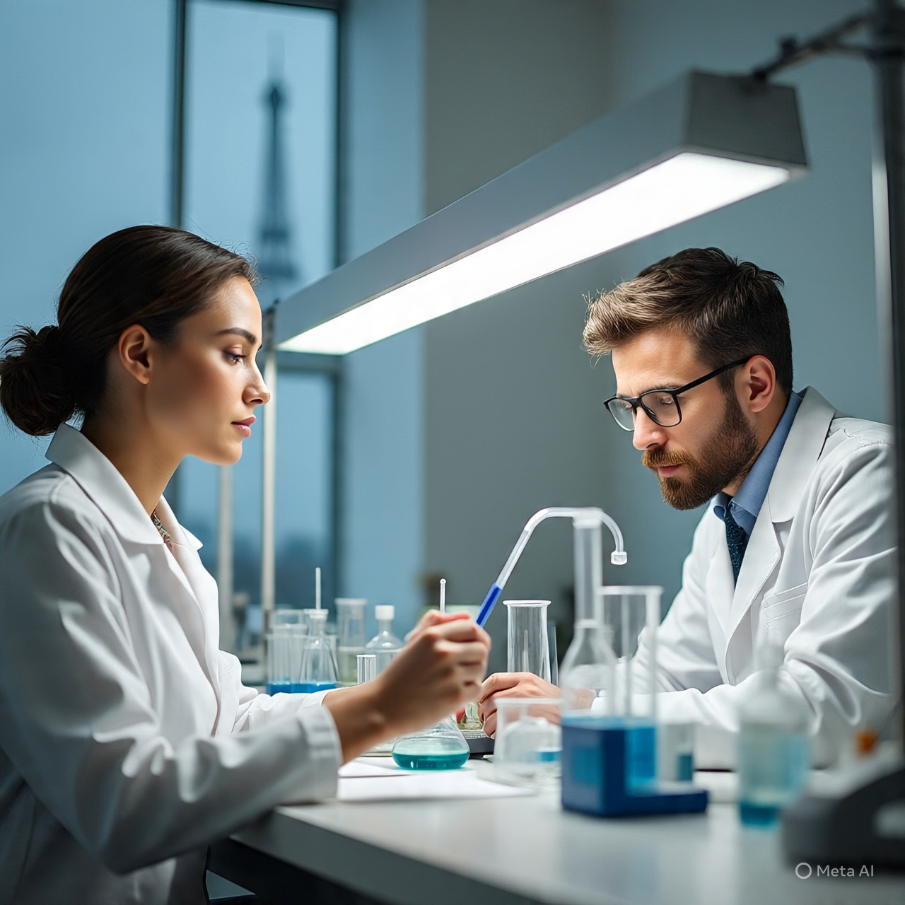 Researchers performing water quality analysis
